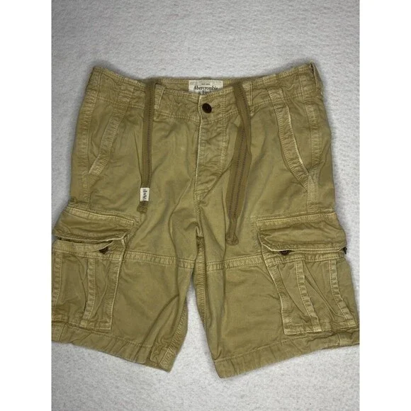 Vintage Abercrombie & Fitch Cargo Shorts Mens 31 Beige Y2K Utility Preppy Button