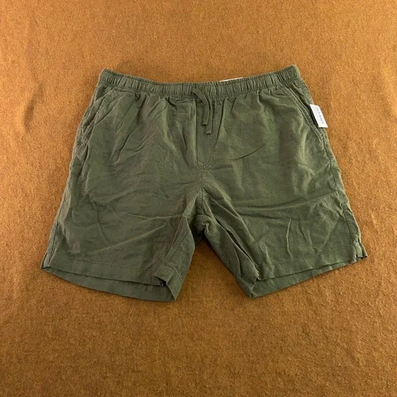 Old Navy Mens XL Green Linen Blend Jogger Shorts NWT