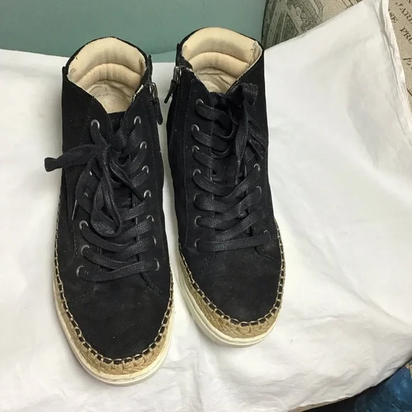 UGG Black Lace-Up Ankle Booties with Espadrille Trim S/N 1011580 Wm Black Zip
