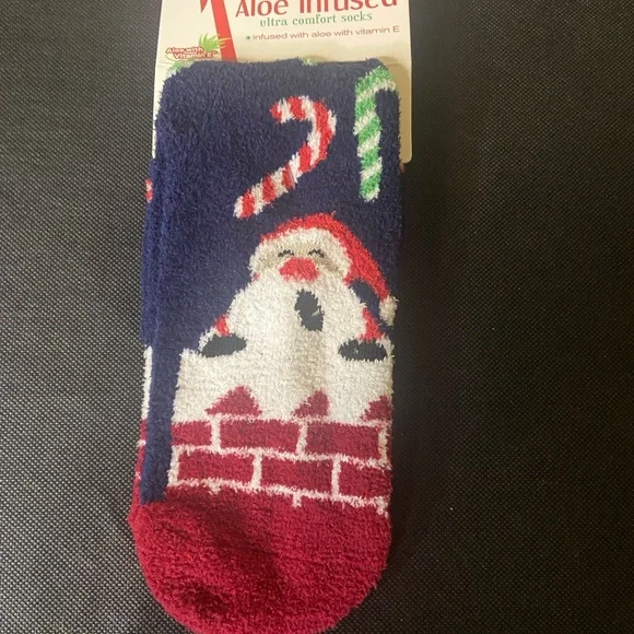 Festive Santa Aloe Infused Socks - Red,‎ White, Blue