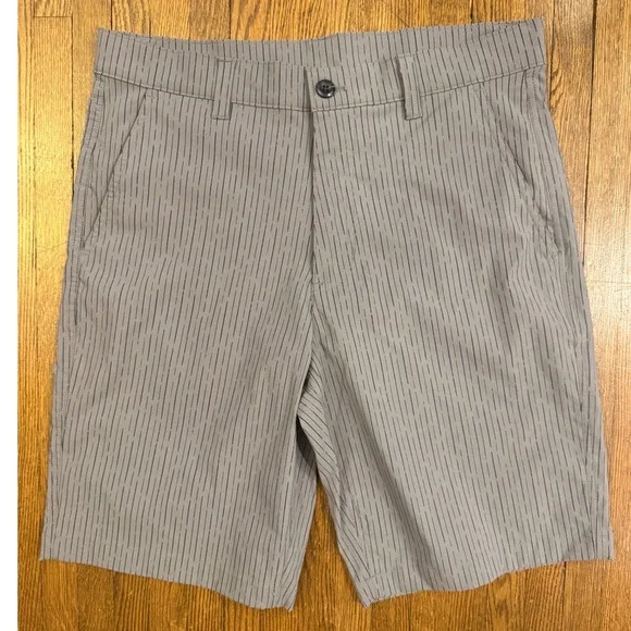 Eddie Bauer Mens Horizon Guide Chino Shorts Grey Pinstripe Size 32 Hiking Travel