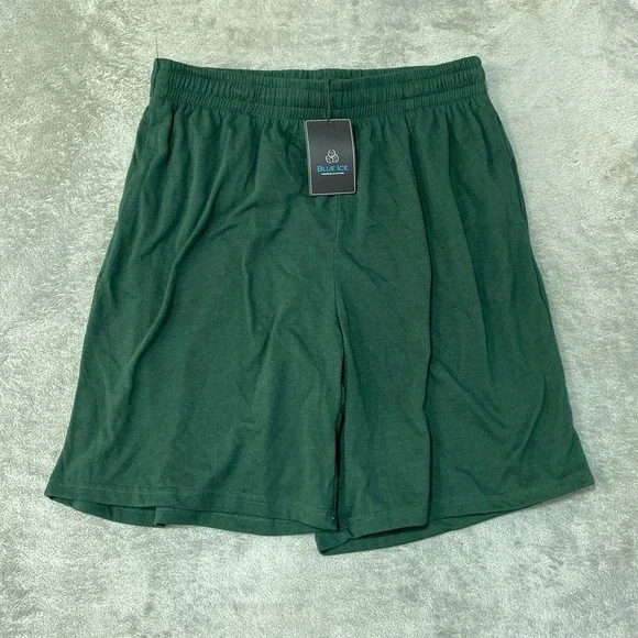 NWT Blue Ice Athletic Shorts Men's Large Green Cotton Blend