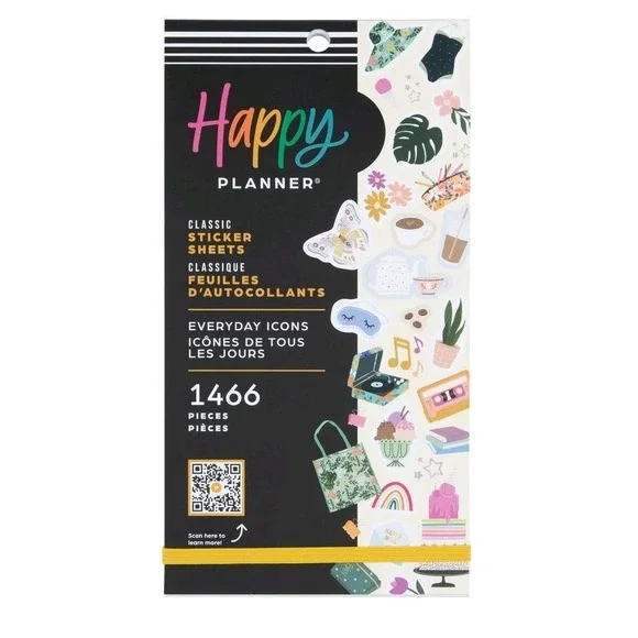Happy Planner EVERYDAY ICONS Pretty Pastel Stickers Pack - 1466 Pieces Mambi