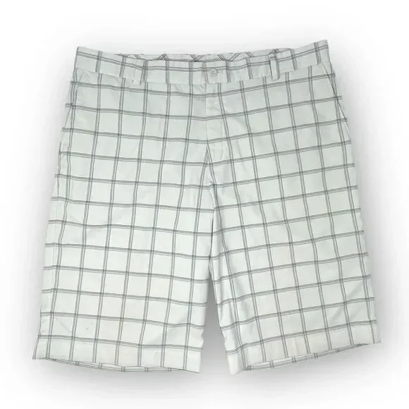 Nike White Black Gray Check Performance Golf Shorts 487306 Men’s Size 36 Flawed