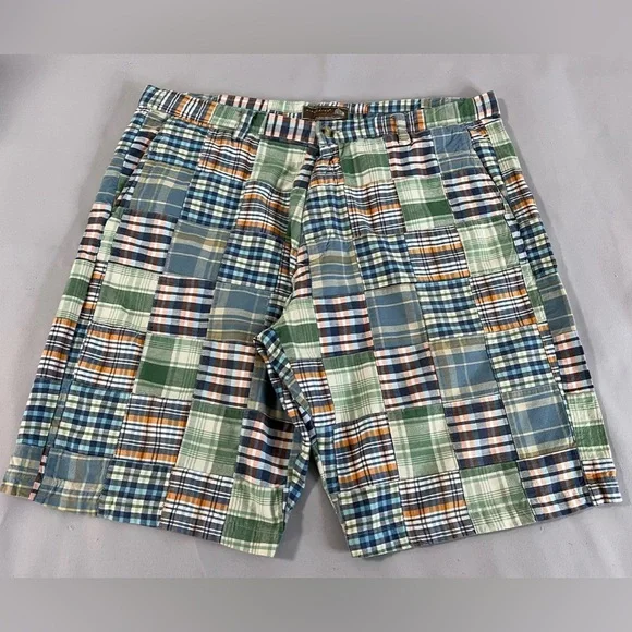 Siegfried Vintage Shorts Madras Plaid Patchwork Men's 40 Preppy Golf 100% Cotton