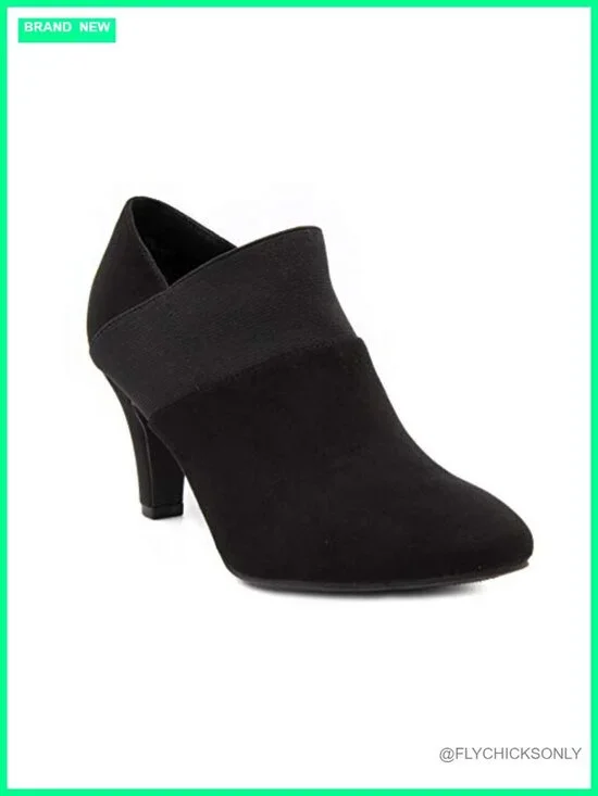 Bobbie Heel Ankle Booties Faux Suede Thermoplastic Elastomers Sole