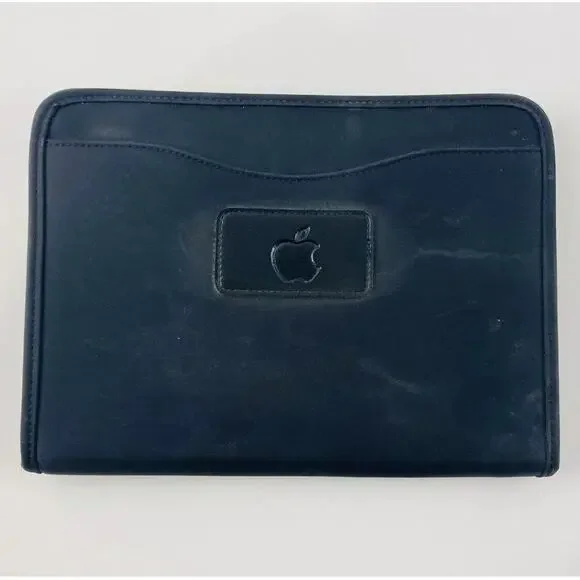 GEMLINE 2463 Black Zipper Planner Organizer Approx 10”x7” With Apple Logo - Rare