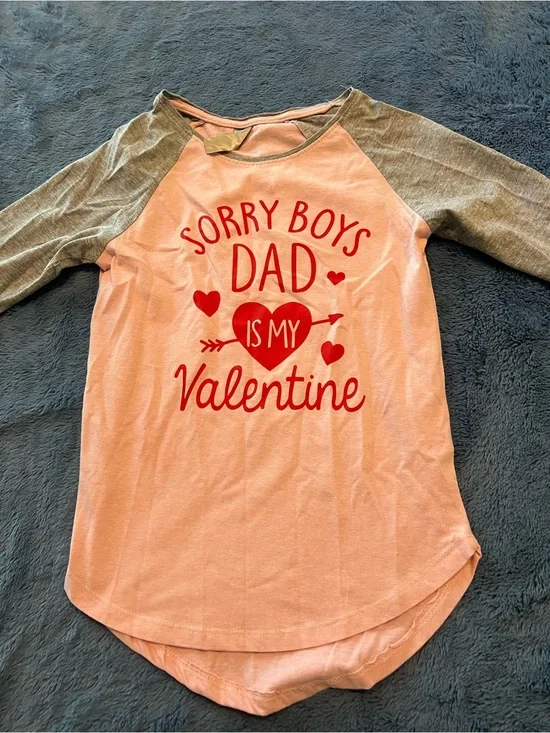 Pink and Gray Raglan Tee with Red Valentine Graphic