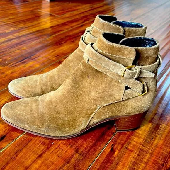 Saint Laurent Paris Blake Jodhpur brown suede ankle boho western cowgirl Boots 8