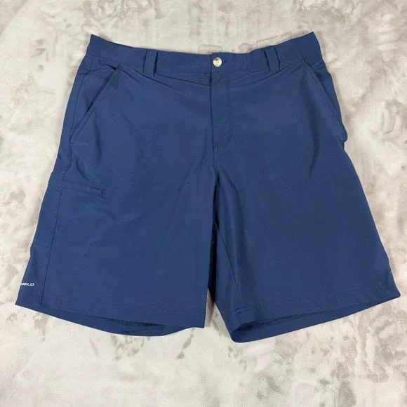 Columbia PFG Mens Navy Blue Omni-Shield Fishing Shorts 38W 10L Stretch Utility