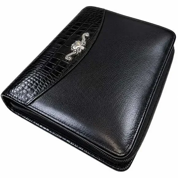 VTG Brighton for Business Black Leather Zip Around Day Planner Organizer Binder