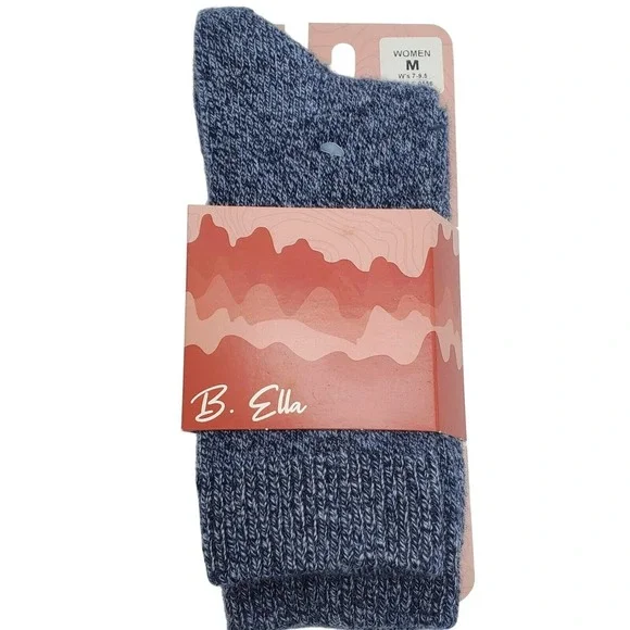 Cashmere Crew Socks Medium Blue Denim Marl B.ella Warm Fall Rory Ankle 7-9.5 M