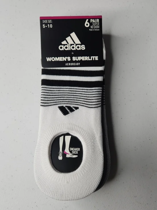 adidas Women's Superlite No-Show Sneaker Socks - White & Black