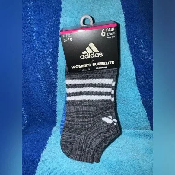 Adidas 6 pair of no show socks womens shoe size 5-10 New with tags B20