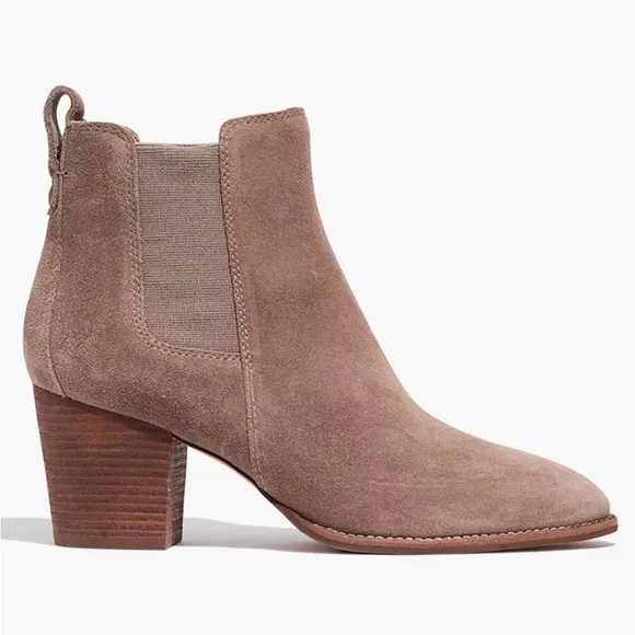 Madewell Regan Tan Suede Ankle Boots Bock Heel size 7.5