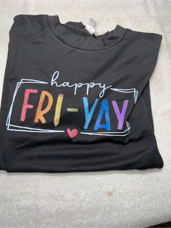 Happy Fri-Yay Black Graphic Tee