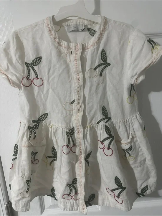 Stella McCartney White Cherry Embroidered Dress