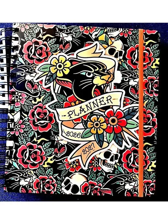 SKULL & ROSES 17 Month 2026-2027 Planner Month Day Week Organizer Planning Note