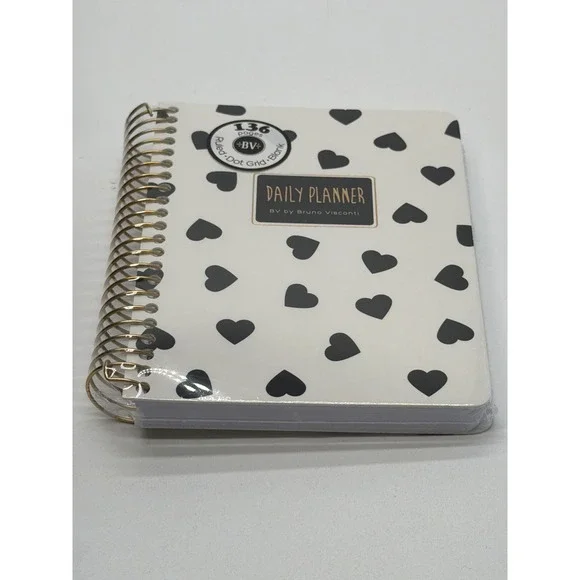 BV by Bruno Visconti Daily Planner Heart Print Spiral Notebook 136 Pages