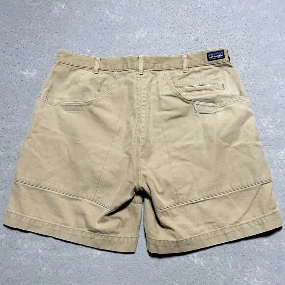 Patagonia Stand Up Shorts Men’s 34 Tan Organic Cotton Canvas 6”Heritage VTG