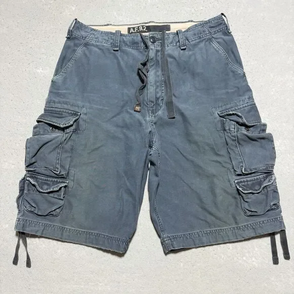 VTG Y2k Abercrombie & Fitch Cargo Shorts Navy Paratrooper Men’s 36 Utility