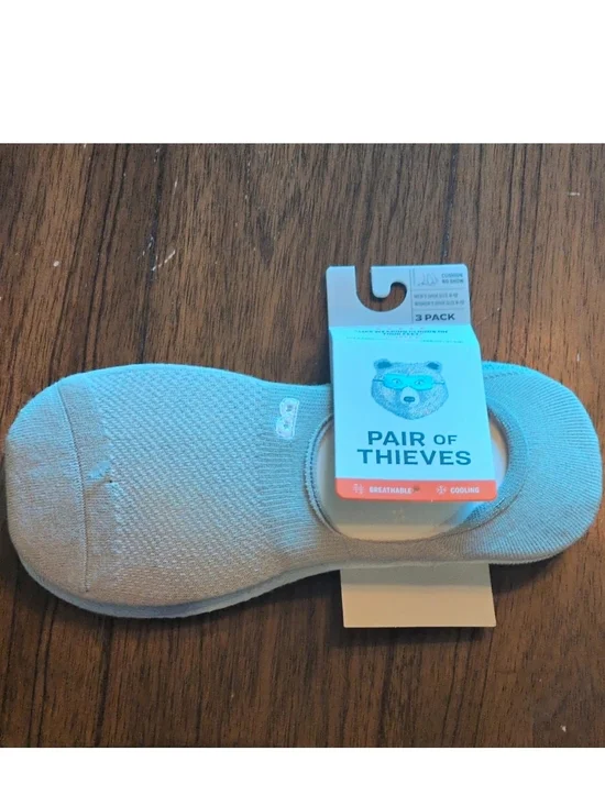 Pair of Thieves M or F 3 Pack No-Show Sneaker Socks Breathable Cooling 6-12 Gray