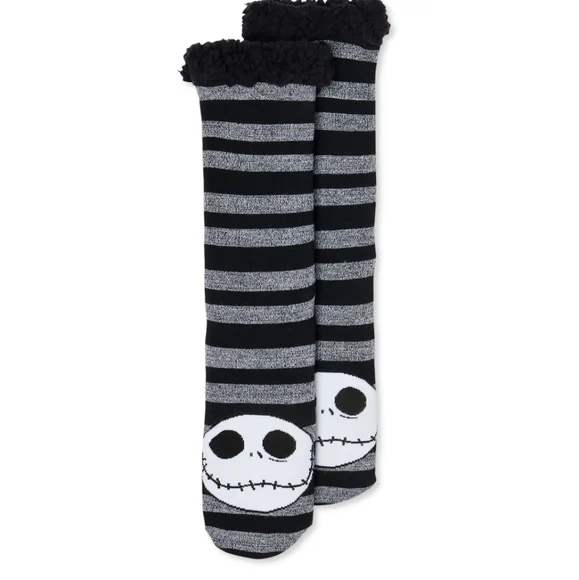 Disney Nightmare Before Christmas Jack Skellington Fuzzy Babba Slipper Socks NWT