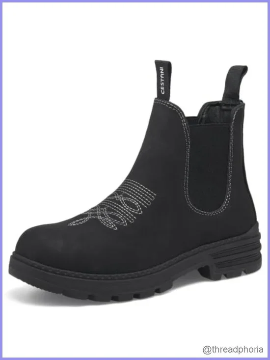 Faux Leather Chelsea Hiking Boots Ankle Support Non-Slip Women's Outdoor