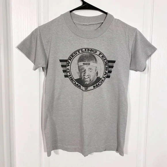 80s WWF Hulk Hogan Wrestling Graphic Tee Vintage Gray Youth Small / Women’s XXS