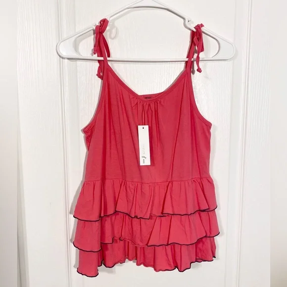 LAmade Kids Tiered Ruffle Tie Strap Camisole USA MADE Pink Navy Girl’s 14