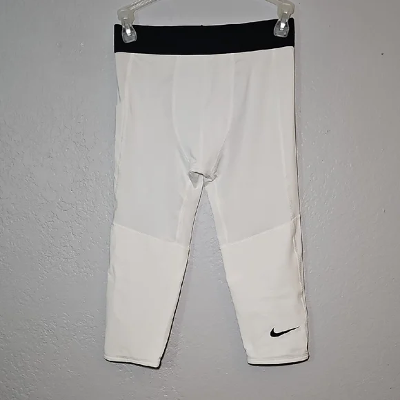 Nike Kids Pro Dri-Fit Training Leggings White Black FJ6819-100 Boys Medium‎