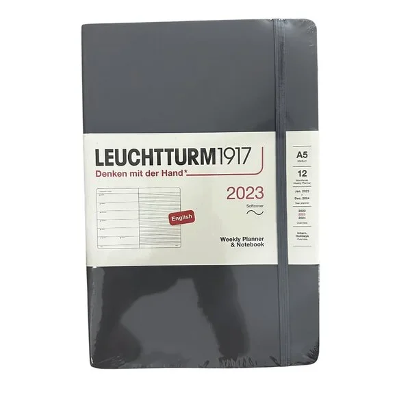 LEUCHTTURM1917 Weekly Planner Notebook Softcover Medium A5 2023 Anthracite Gray