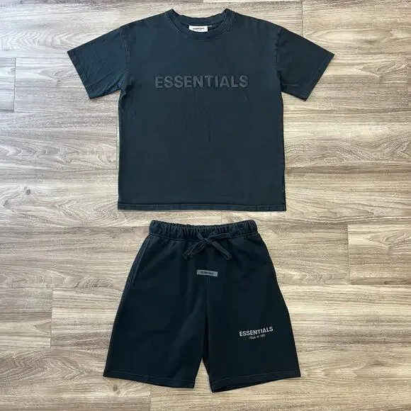 Essentials Fear of God Men’s Black Fleece Sweat Size L Short & Size M Tee Bundle