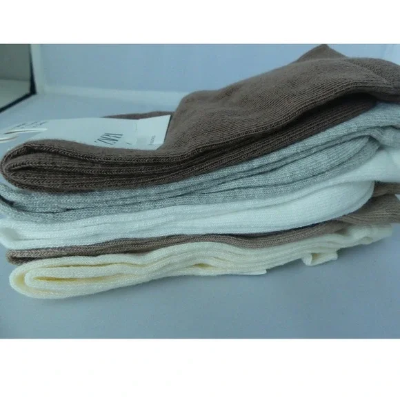 Zara Kids Girls Medium Socks 5 Pack Neutrals US 3-4.5 EUR 34-36 NEW