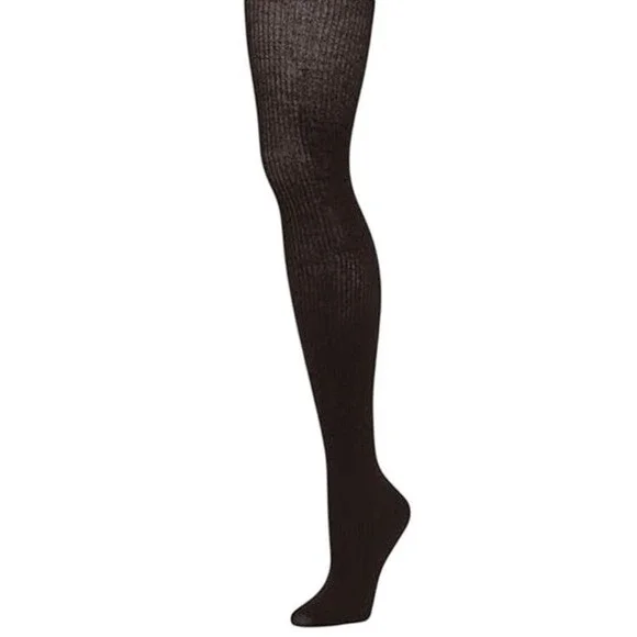 Merino Wool Tights Medium Espresso Brown Ribbed Karla B.ella Opaque NEW Warm M