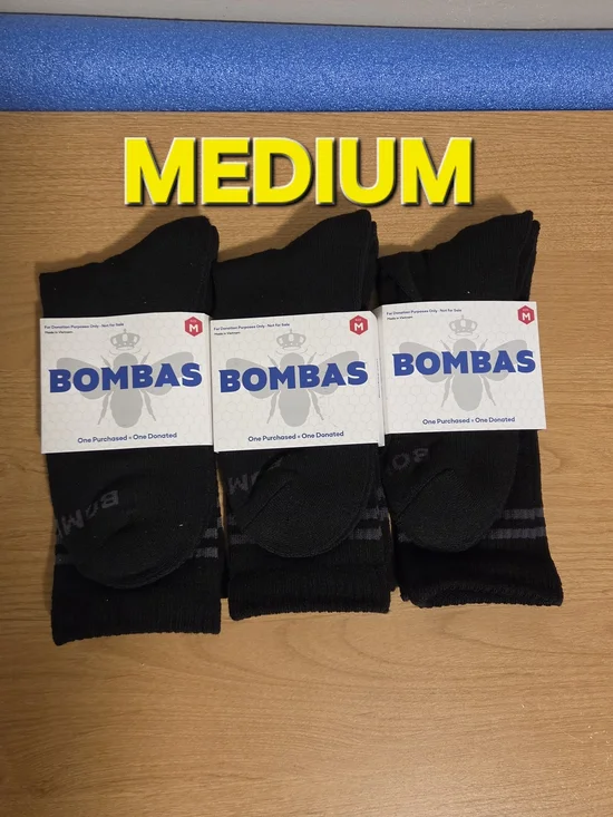 Bombas Black Crew Socks - Medium (3 Pack)-unisex
