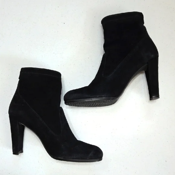 Stuart Weitzman Catch Suede Ankle Tie Bootie Black