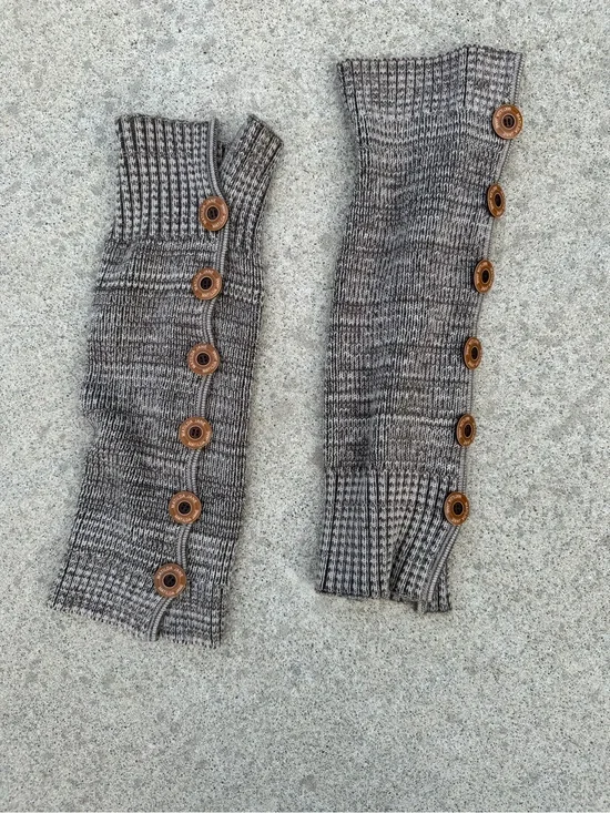 Matilda Jane Knit Button Leg Warmers Arm Cuffs Grey Marl Boot Tights OS
