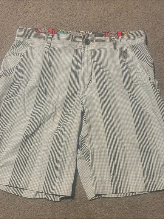 lululemon athletica Blue and White Striped Seersucker Shorts