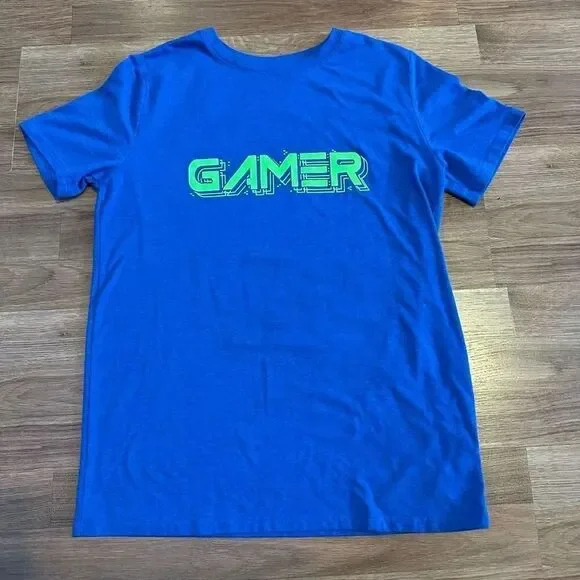 Cat & Jack Blue Gamer Short Sleeve T-Shirt | Boys Size XXL (18)