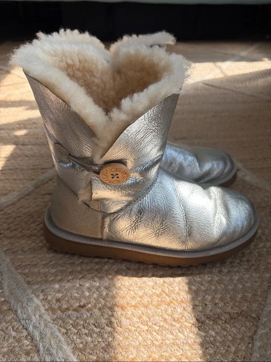 metallic silver UGG Bailey Button boots