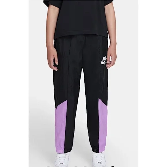 Nike Sportswear Girls Black Purple Colorblock Track Pants XL