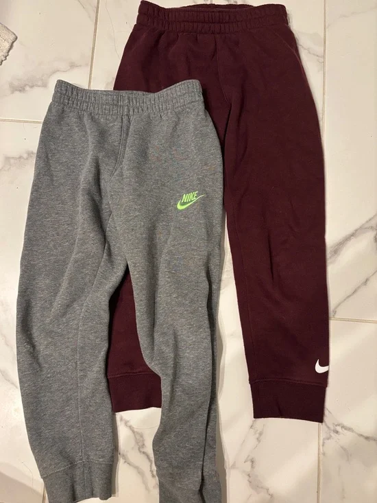 Nike Kids Gray Sweatpants & Maroon Joggers with Neon Logo