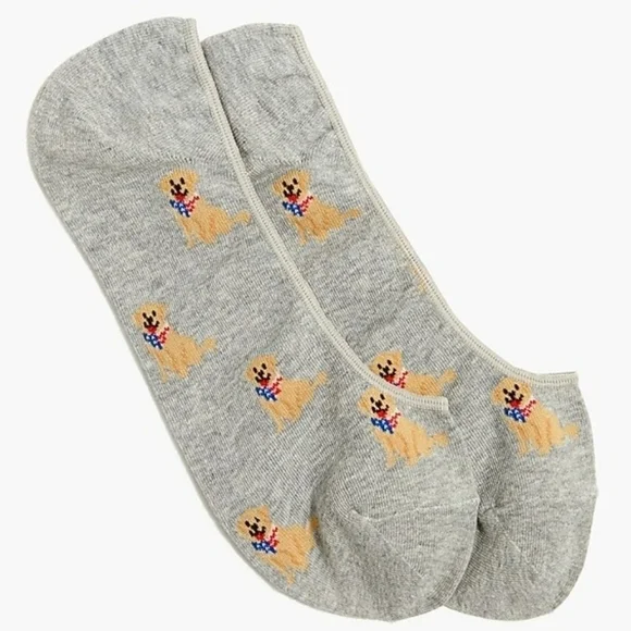 J. Crew golden retriever American flag no show socks