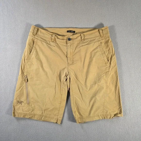 Arcteryx Shorts Mens 38 Khaki Stowe Cargo Pocket Cotton Blend Hiking Bird 12