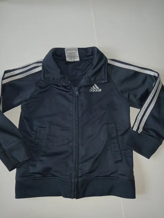 Adidas Navy Blue Kids Track Jacket with White Stripes 24m D0386