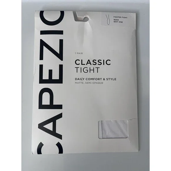 NEW Capezio Classic Tight Footed Tights, White Solid, Unisex, 1825X