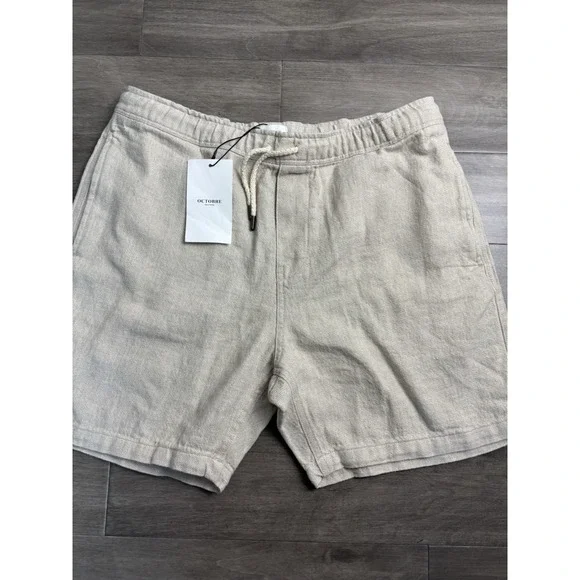 Octobre Éditions Men's Short Priam Naturel Shorts Men's Size 2xl Cotton Beige