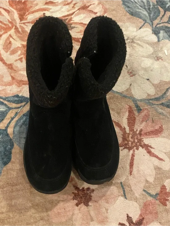 L.L. Bean Black Faux-Shearling Ankle Booties