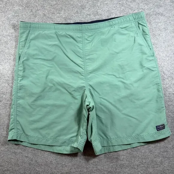 L.L.Bean Board Shorts Mens L Sage Green Elastic Waist Flap Pocket Swim Outdoor